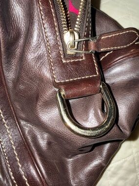 Gucci Dark Brown Leather Satchel with Gold Hardware